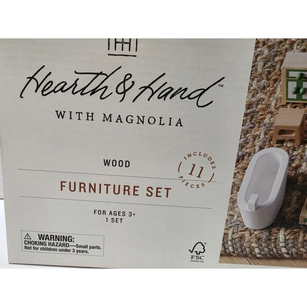 Hearth & Hand with Magnolia wooden dollhouse furniture set.It includes 11 pieces